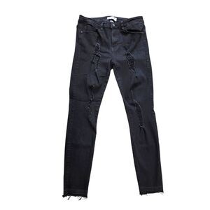 Judy Blue womens black distressed denim jeans 11/30(30x26.5) 'Skinny Fit'